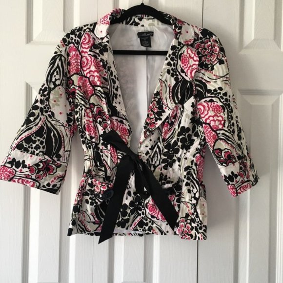 Willi Smith Floral Tie Front Blazer - Picture 1 of 10